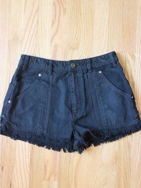 Free People Black High Rise GET FAR OUT CUT OFF Denim Sz 4